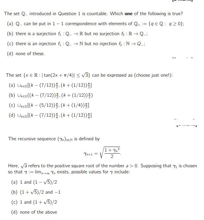 Solved The set Q_introduced in Question 1 is countable. | Chegg.com