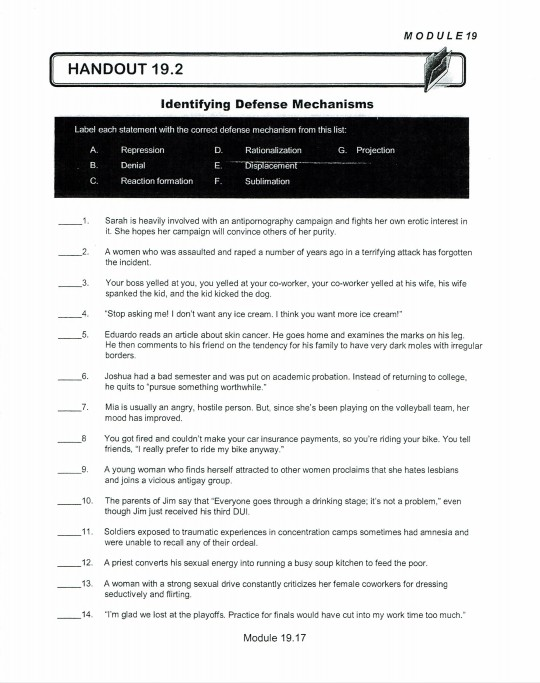 Defense Mechanisms Worksheet Worksheets For Kindergarten