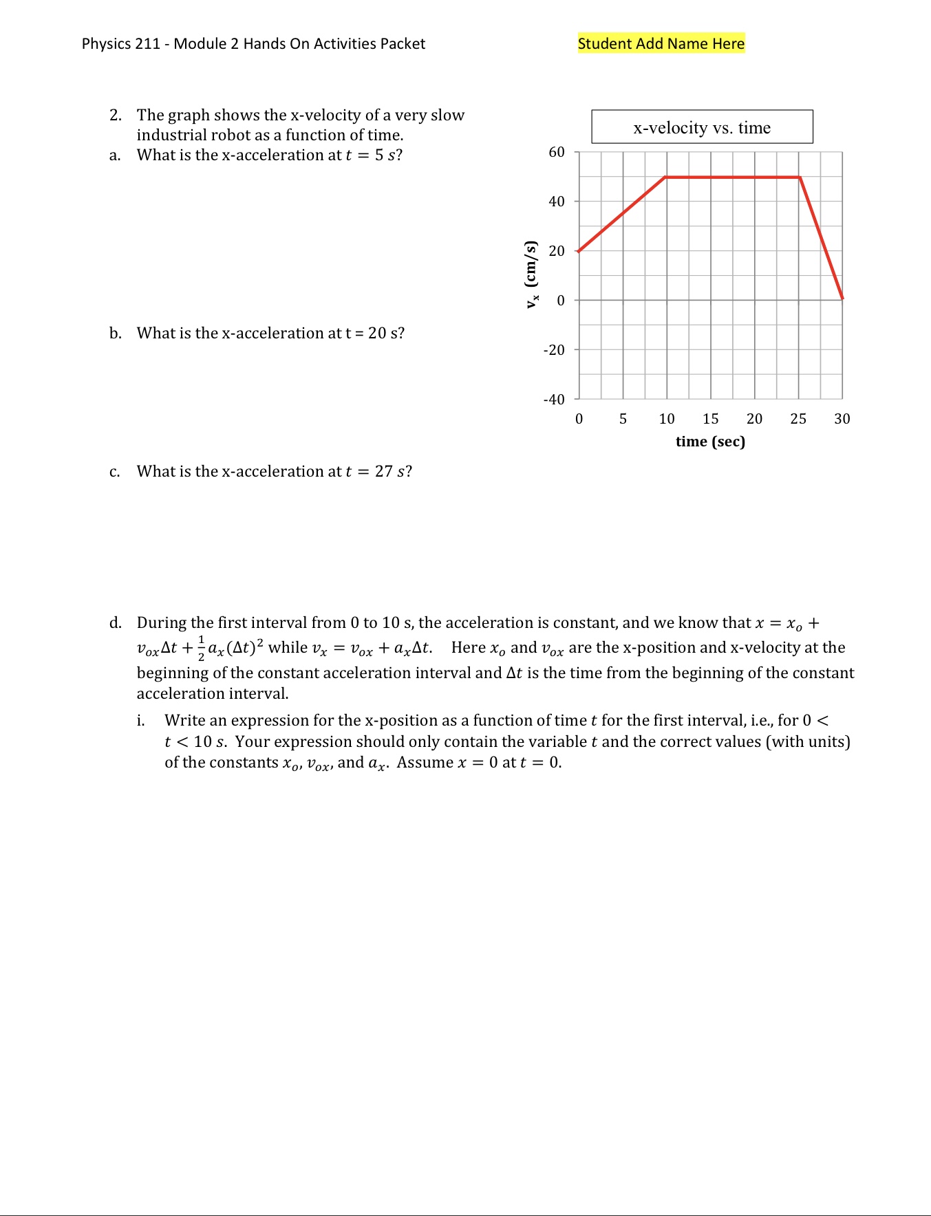 1. Match the graphs below with the x-position, | Chegg.com