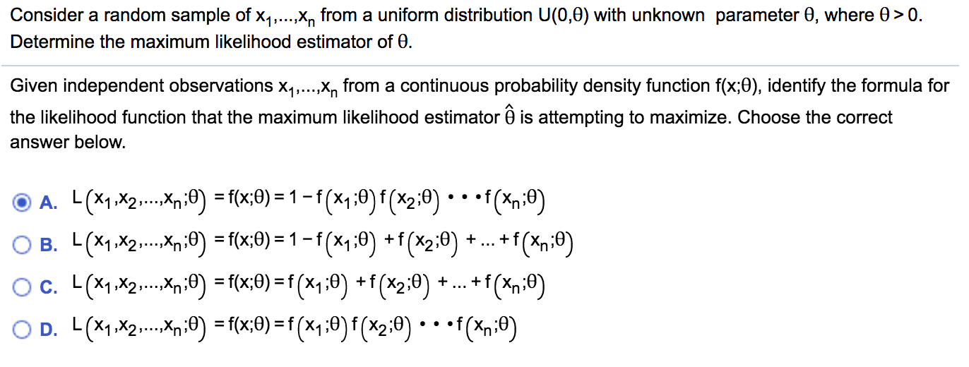 Solved Consider A Random Sample Of X7 Xn From A Unifo Chegg Com