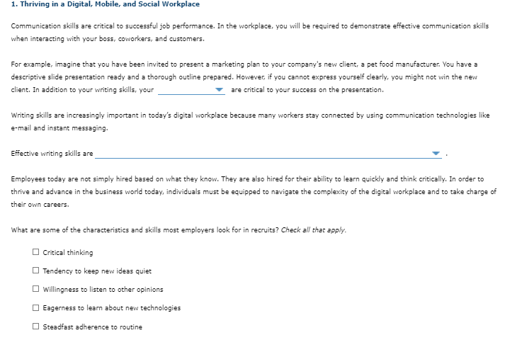 Solved 1. Thriving in a Digital, Mobile, and Social | Chegg.com