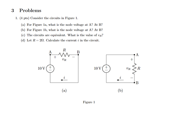 Solved 1. (4 pts) Consider the circuits in Figure 1. (a) For | Chegg.com