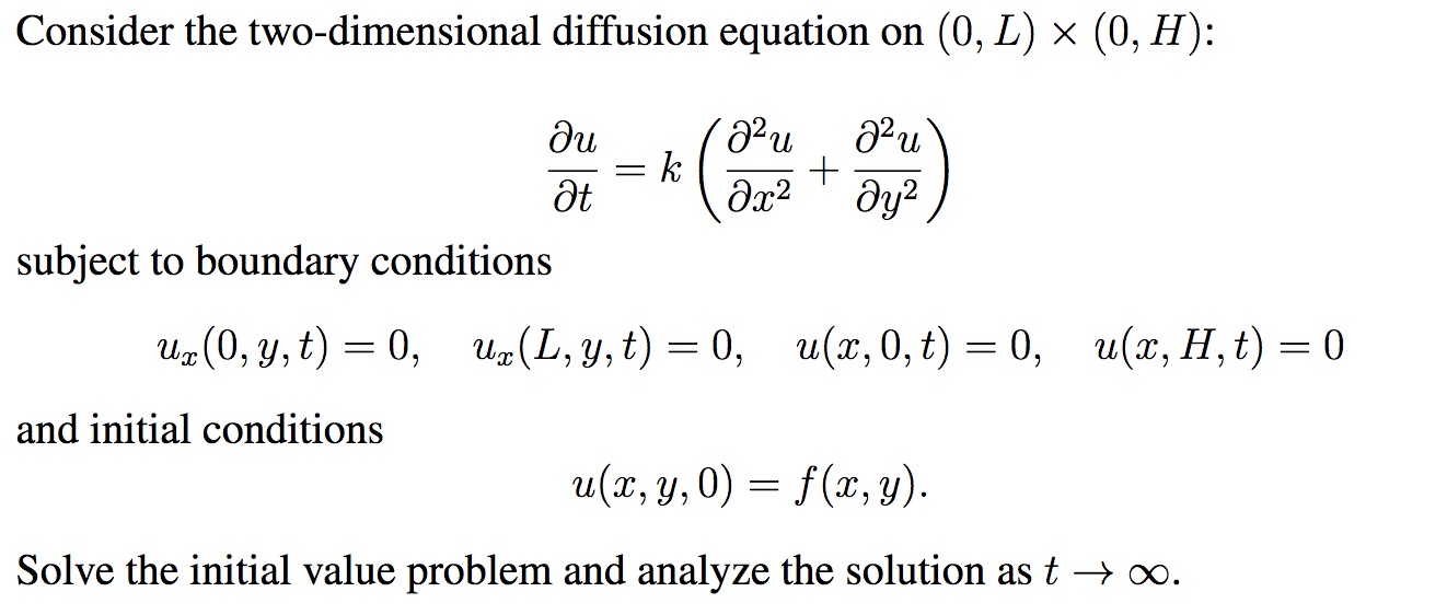 Consider the two-dimensional diffusion equation on | Chegg.com