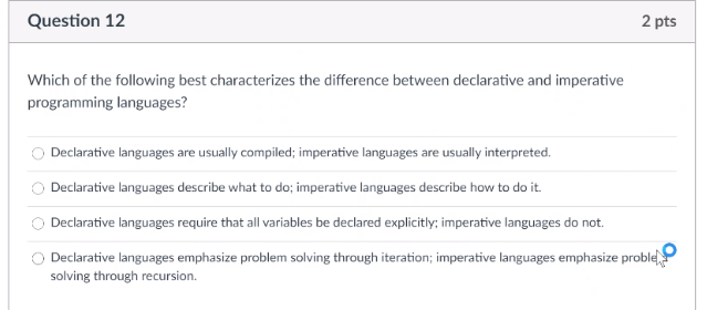 Solved Question 12 2 pts Which of the following best | Chegg.com