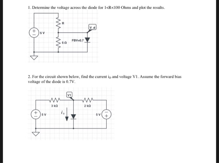 Solved 1. Determine the voltage across the diode for I | Chegg.com