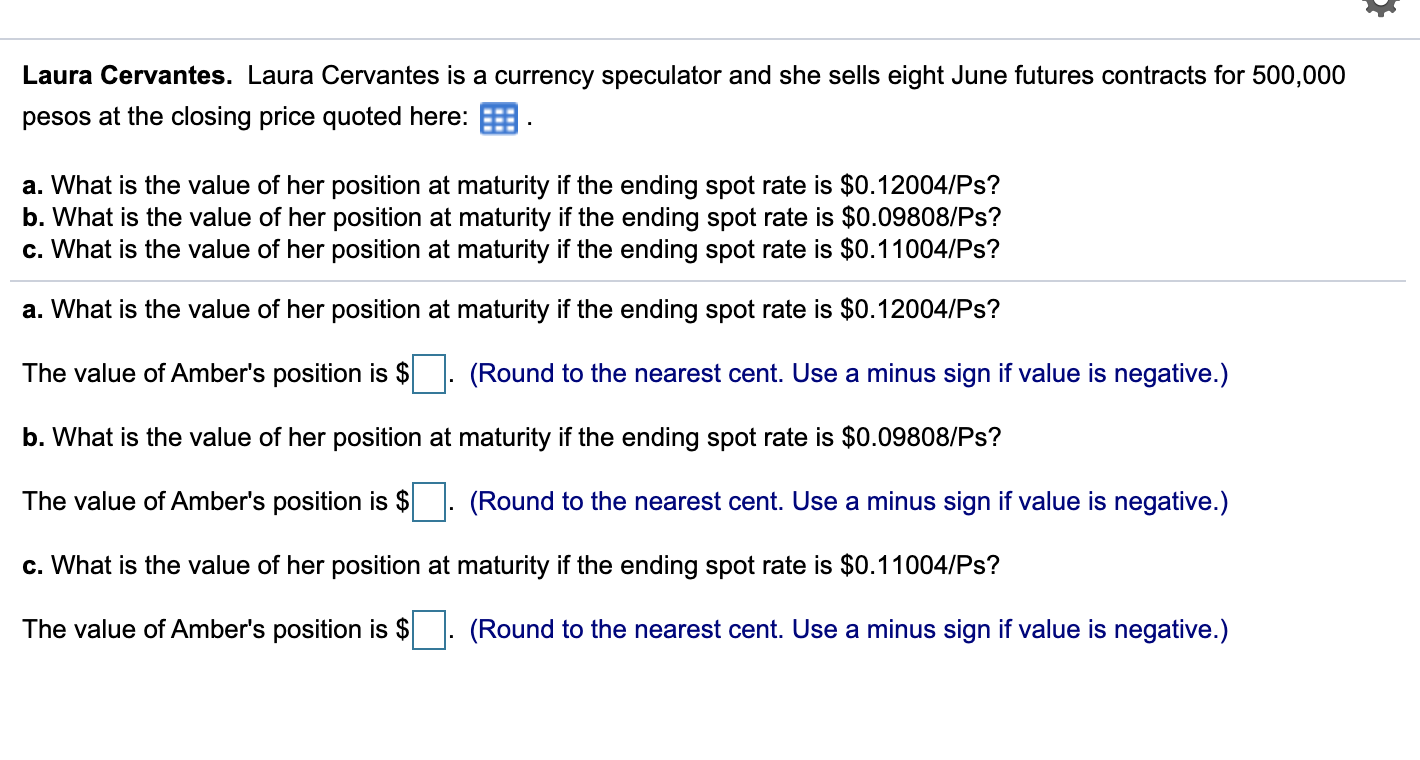 Solved > Laura Cervantes. Laura Cervantes is a currency