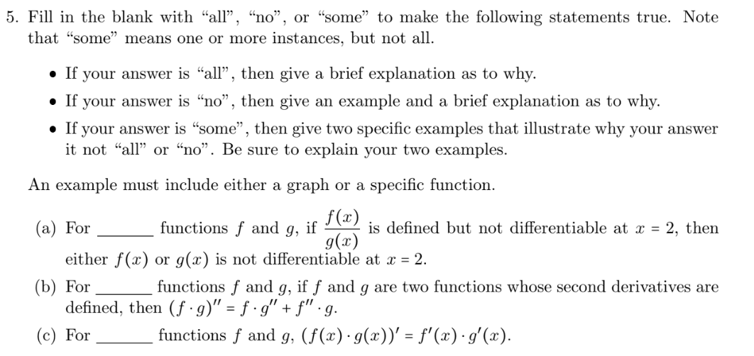 Solved 5. Fill In The Blank With "all", "no", Or "some" To | Chegg.com