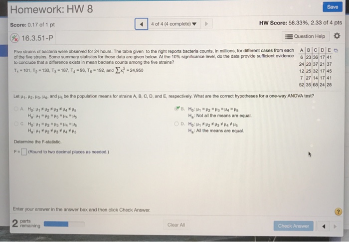 Solved Save Homework: HW 8 Score: 0.17 of 1 pt | 4 of 4 (4 | Chegg.com