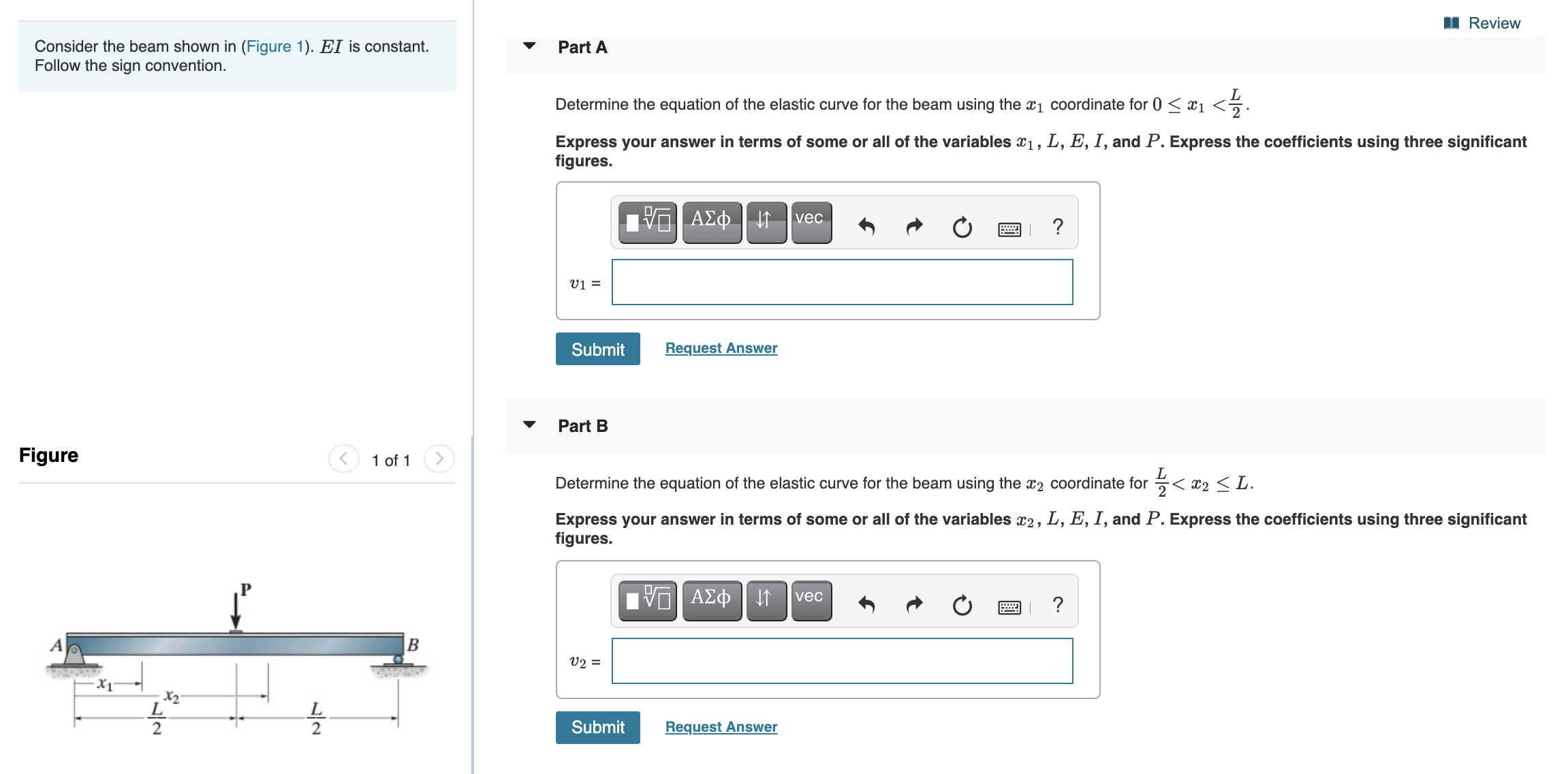 Solved 1 Review Part A Consider the beam shown in (Figure | Chegg.com