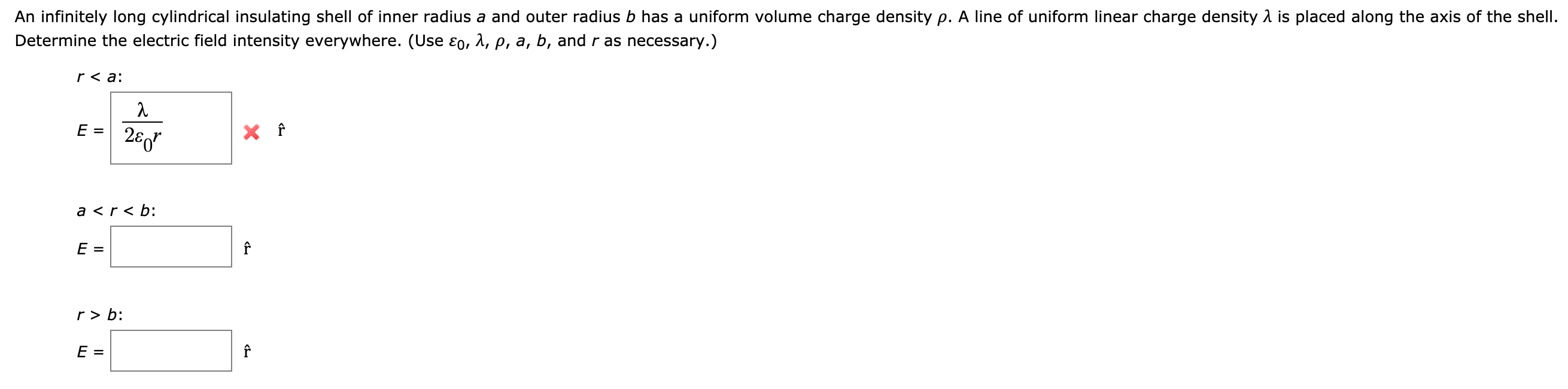 Solved An infinitely long cylindrical insulating shell of | Chegg.com