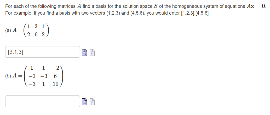 Solved For each of the following matrices A find a basis for | Chegg.com