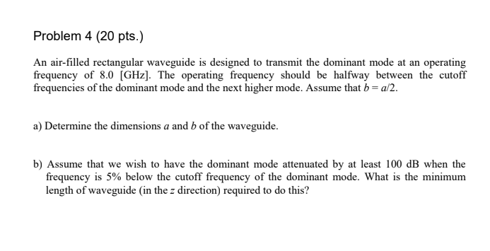Solved Problem 4 (20 pts.) An air-filled rectangular | Chegg.com