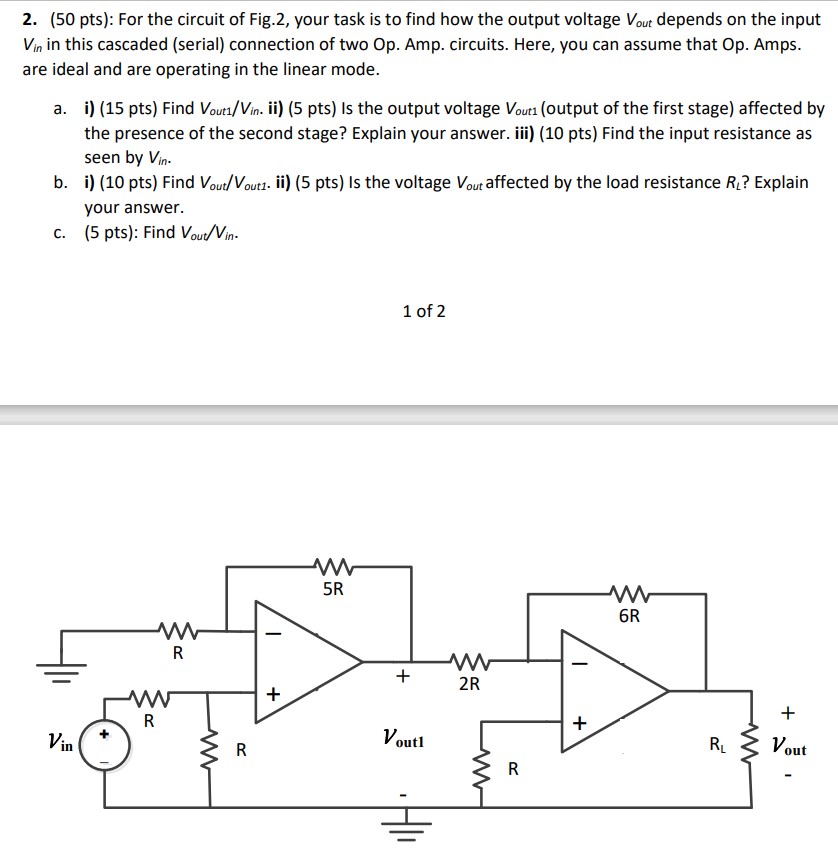 Solved 2. (50 pts): For the circuit of Fig.2, your task is | Chegg.com