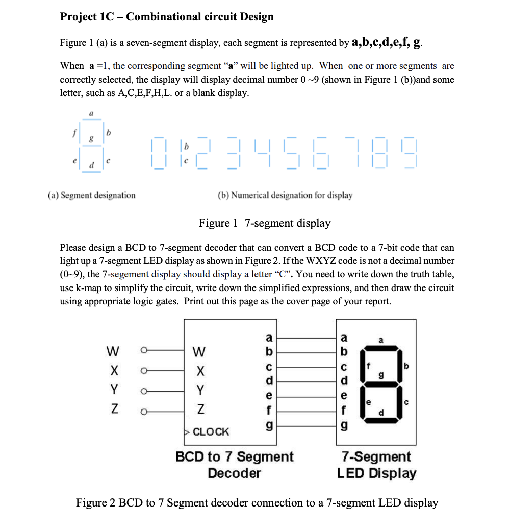 Solved Project 1C - Combinational circuit Design Figure 1 | Chegg.com