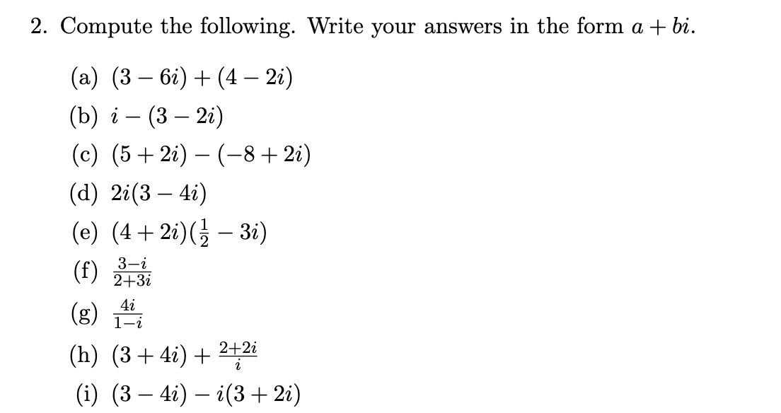 Solved Compute the following. Write your answers in the form | Chegg.com
