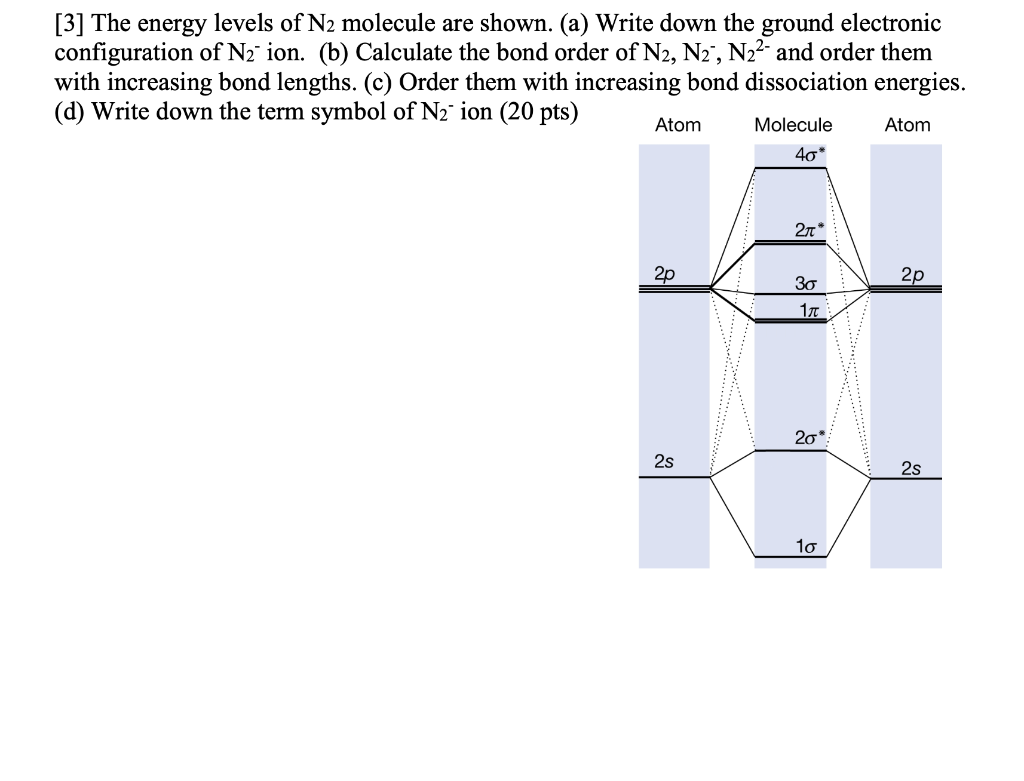 Solved [3] The energy levels of N2 molecule are shown. (a) | Chegg.com