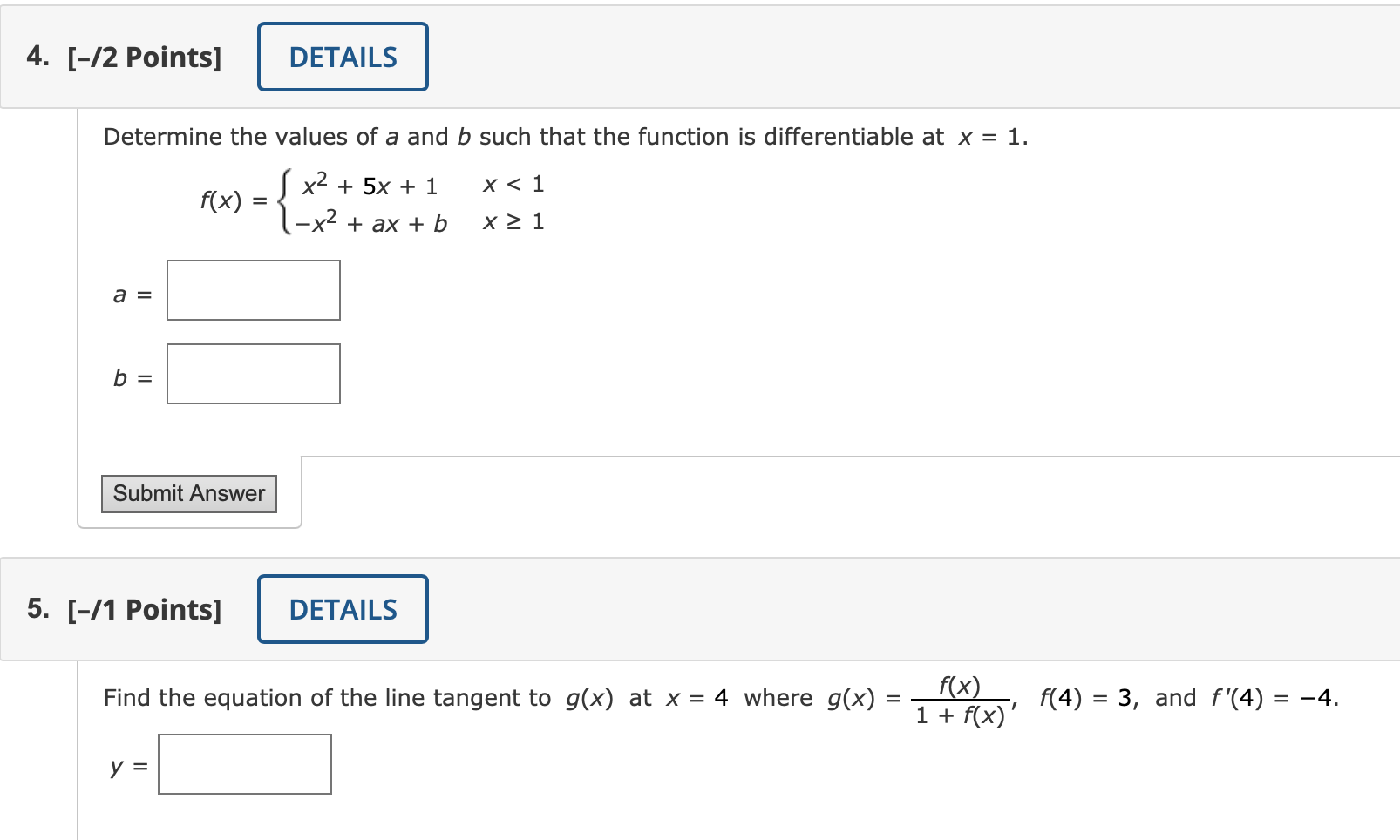 Solved Determine The Values Of A And B Such That The | Chegg.com