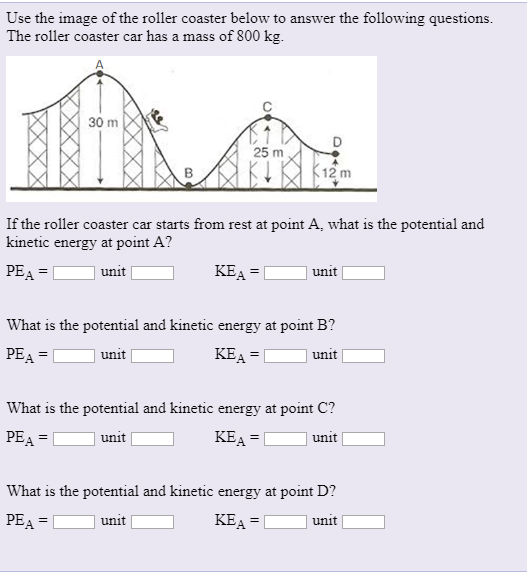 Solved Use the image of the roller coaster below to answer