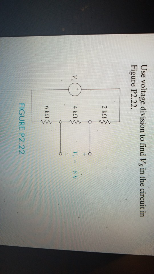 Solved Use Voltage Division To Find Vs In The Circuit In | Chegg.com