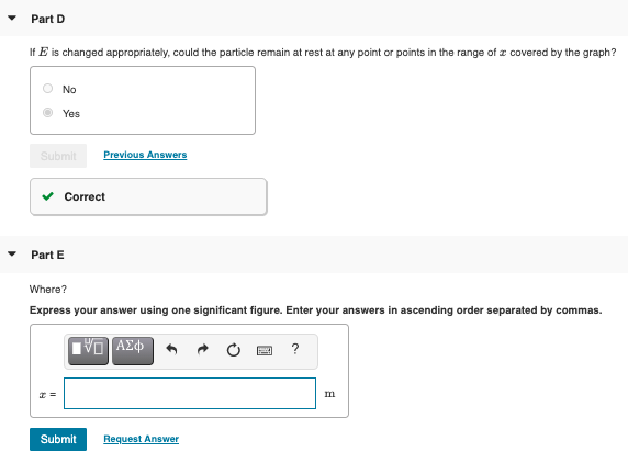 Solved A particle with the potential energy shown in the | Chegg.com