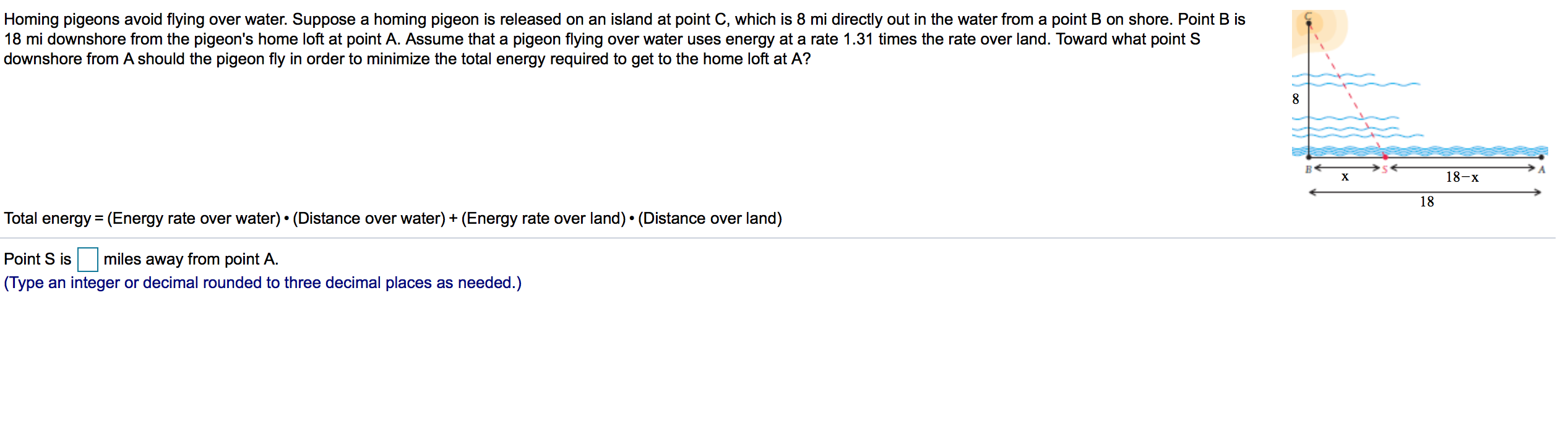 Solved Homing pigeons avoid flying over water. Suppose a