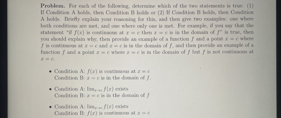 Solved Problem. For each of the following, determine which | Chegg.com
