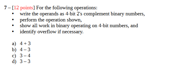 Solved 7 - [12 Points ] For The Following Operations: - | Chegg.com