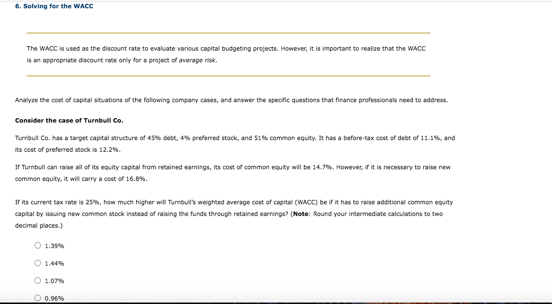 Solved The WACC Is Used As The Discount Rate To Evaluate | Chegg.com