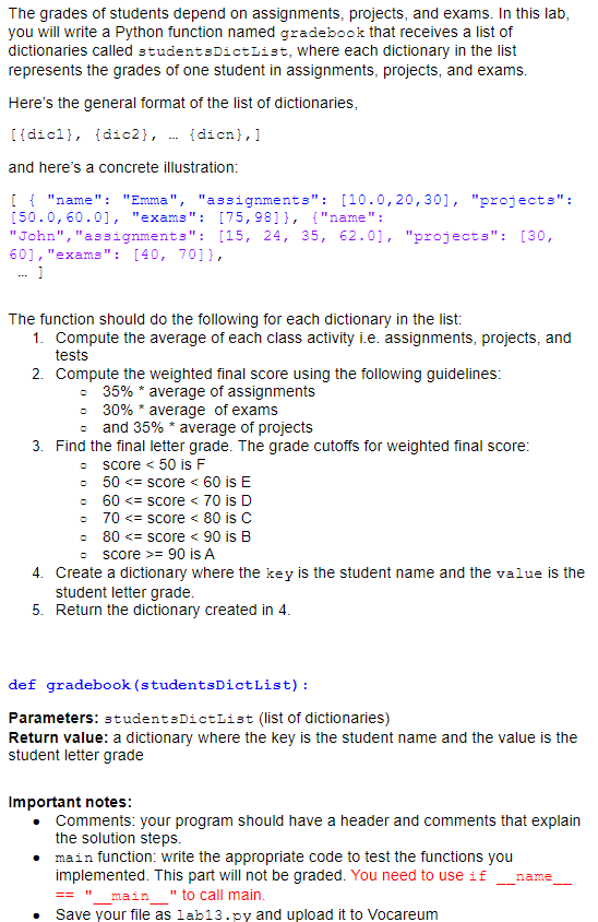 Solved Using Python Example Samples: 1. testDic1 = | Chegg.com