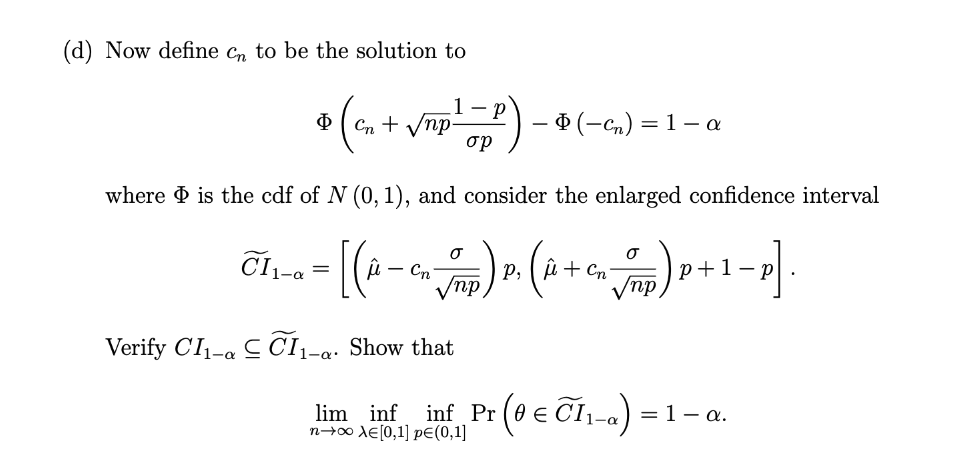 Solved How to prove the asymptoptic coverage probability of | Chegg.com