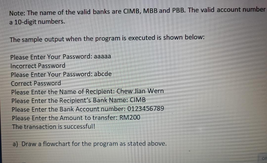 Solved Write a program to simulate transfer money from one | Chegg.com