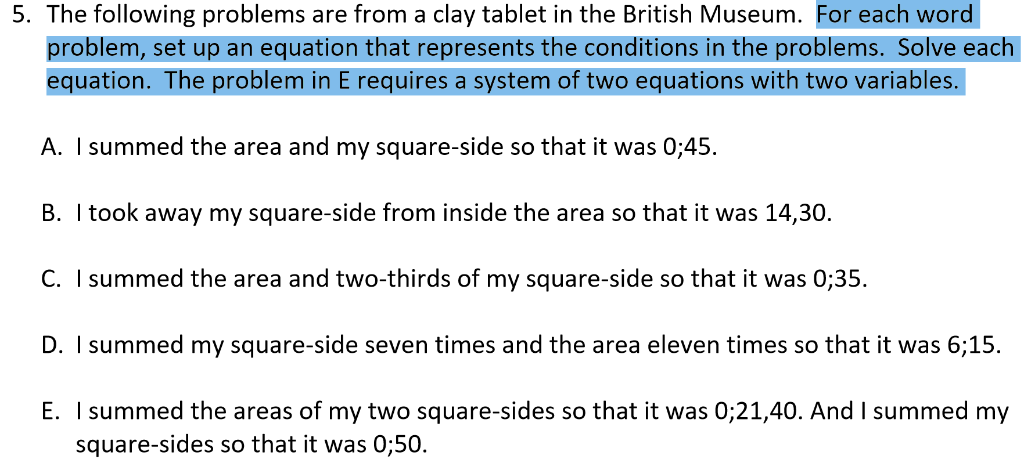 Solved Math History: For each word problem, set up an | Chegg.com