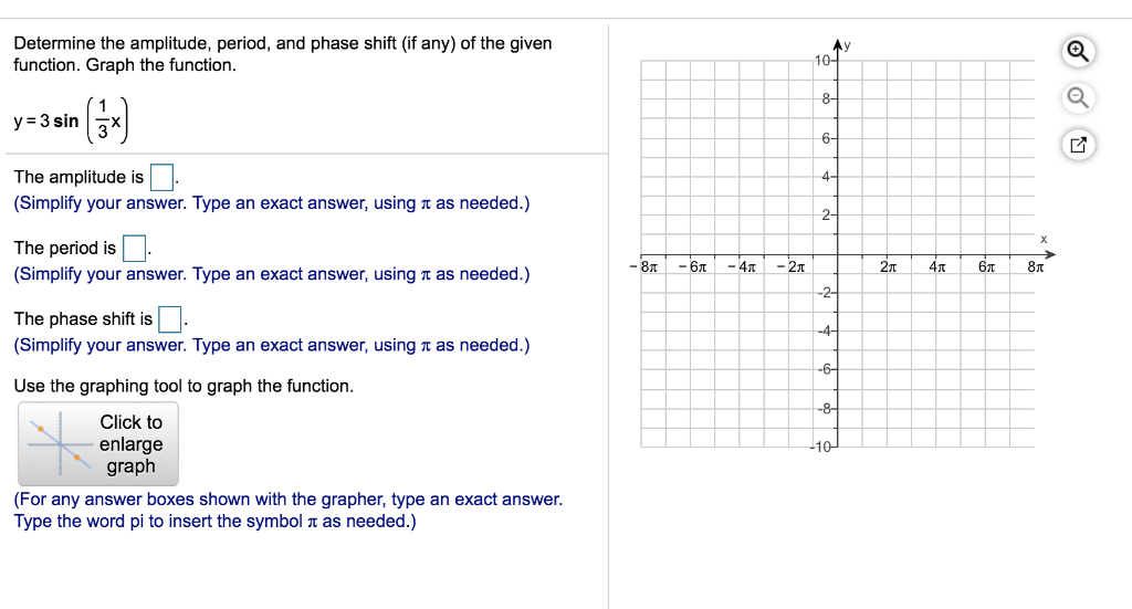 Solved Determine the amplitude, period, and phase shift (if | Chegg.com