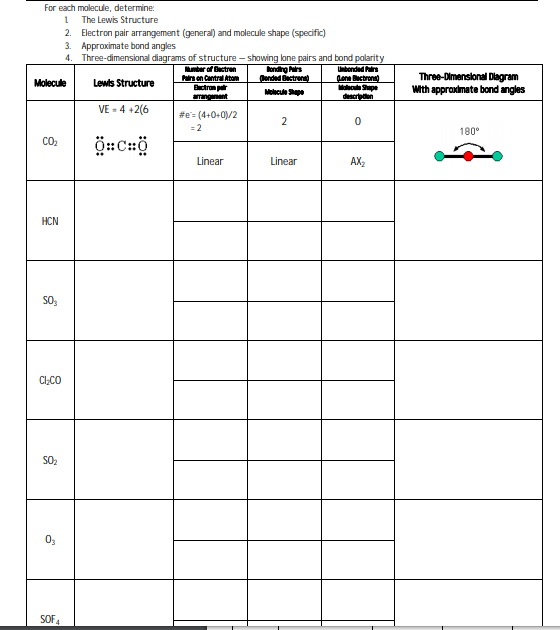 Solved For each molecule, determine. 1 The Lewis Structure | Chegg.com