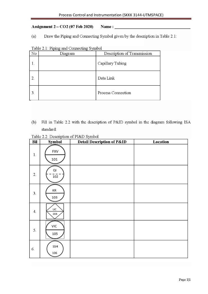 Solved Process Control And Instrumentation (SKKK | Chegg.com