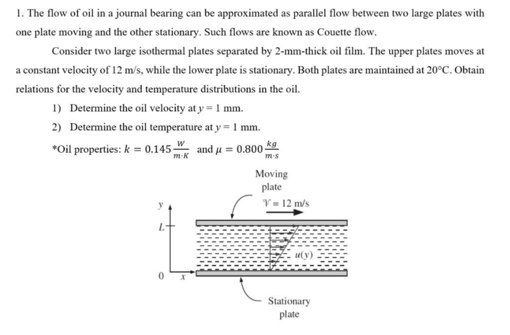 Solved 1. The Flow Of Oil In A Journal Bearing Can Be | Chegg.com