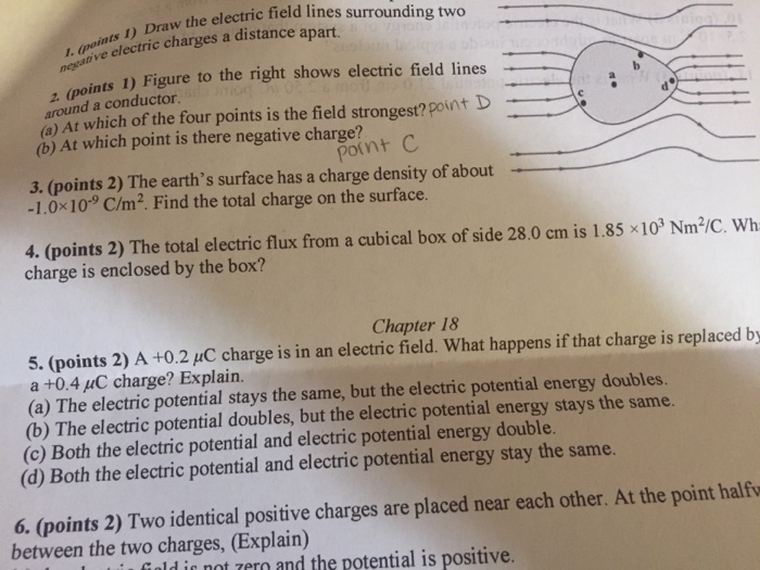 Solved ) Draw the electric field lines surrounding two de | Chegg.com