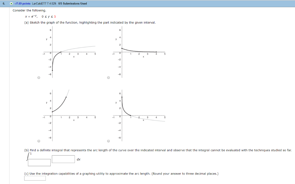 Solved 6. -7.69 points LarCalcET7 7.4.029. 015 Submissions | Chegg.com