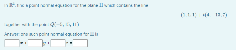 Solved In R3, find a point normal equation for the plane II | Chegg.com