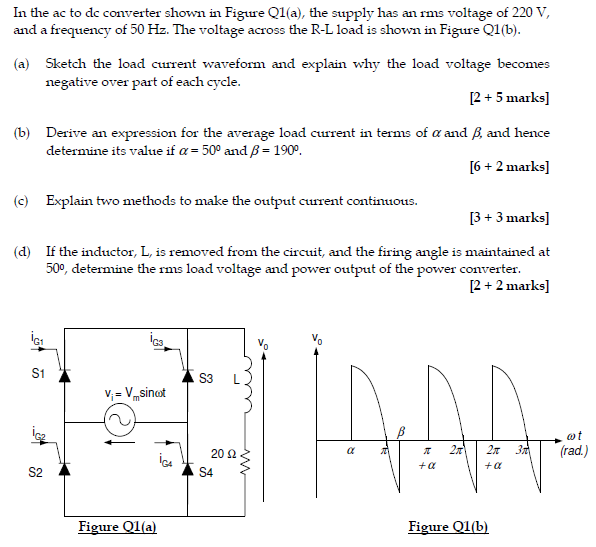 Solved In the acto de converter shown in Figure Q1(a), the