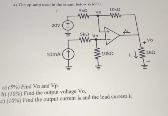 Solved 4) The op-amp used in the circuit below is ideal. 1 | Chegg.com