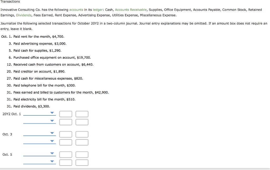 Solved Transactions Innovative Consulting Co. has the