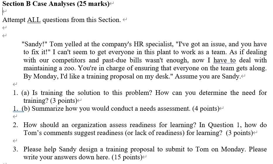 Solved Section B Case Analyses (25 Marks) Attempt ALL | Chegg.com