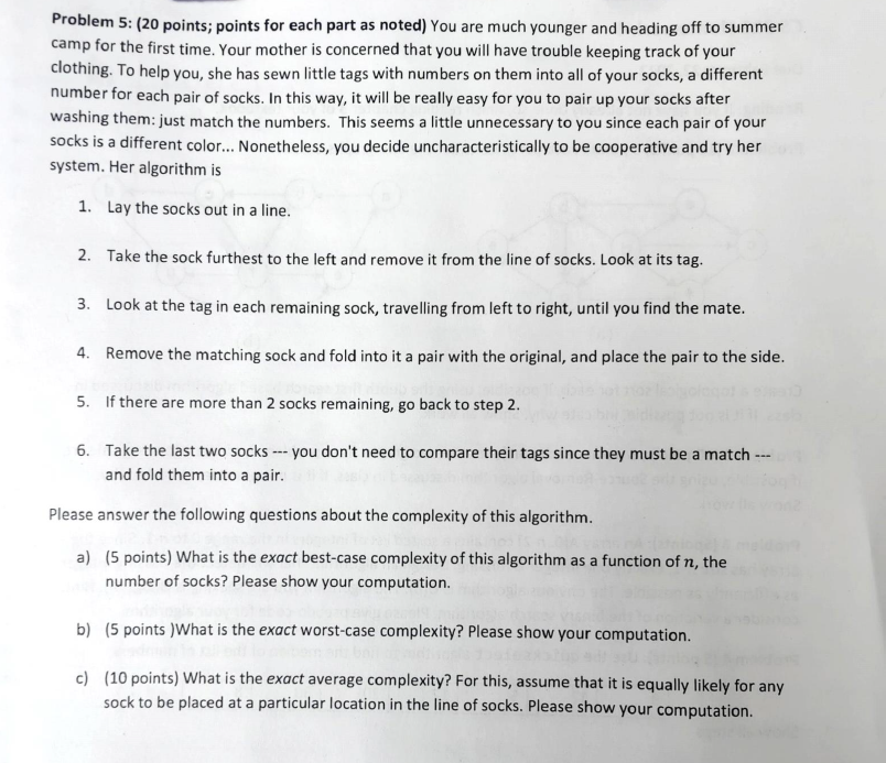 Solved Problem 5: (20 points; points for each part as noted) | Chegg.com