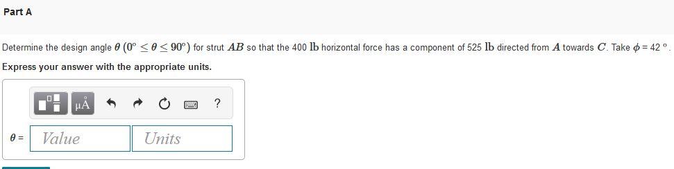 Solved 400 ID A O B C Part A Determine the design angle 8 | Chegg.com
