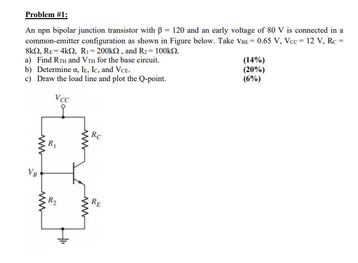 Solved Problem #1: An npn bipolar junction transistor with B | Chegg.com