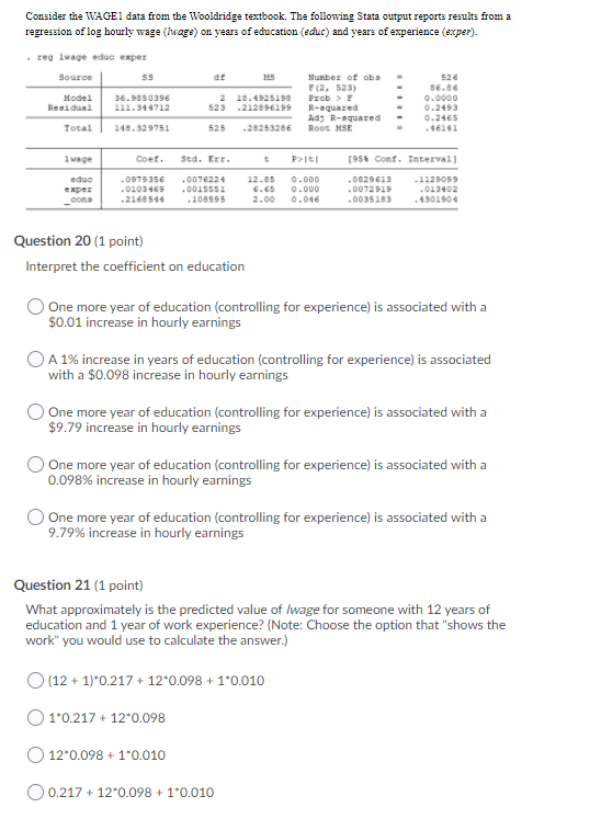 Solved Consider the WAGE1 data from the Wooldridge textbook. | Chegg.com