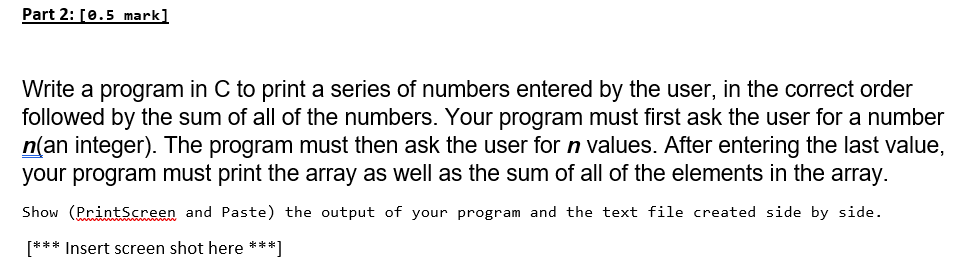 Solved Write a program in C to print a series of numbers | Chegg.com