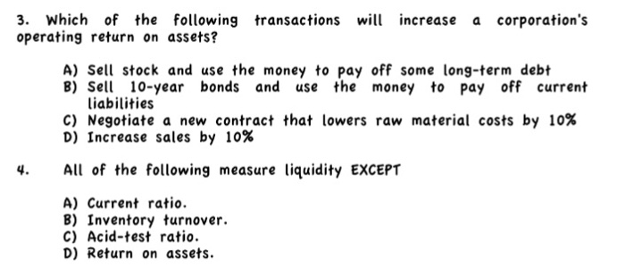 Solved 3. Which of the following transactions l increase a | Chegg.com