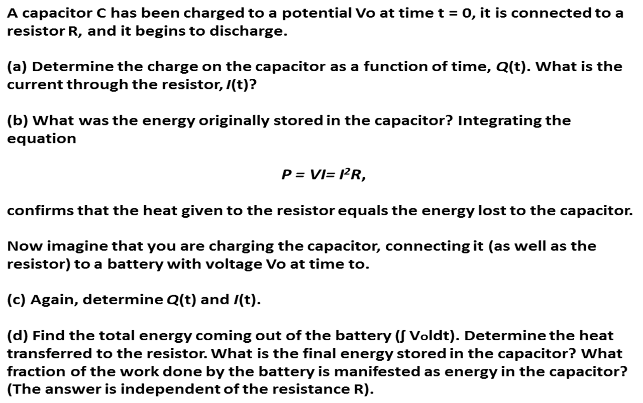 Solved A Capacitor C Has Been Charged To A Potential Vo A Chegg Com
